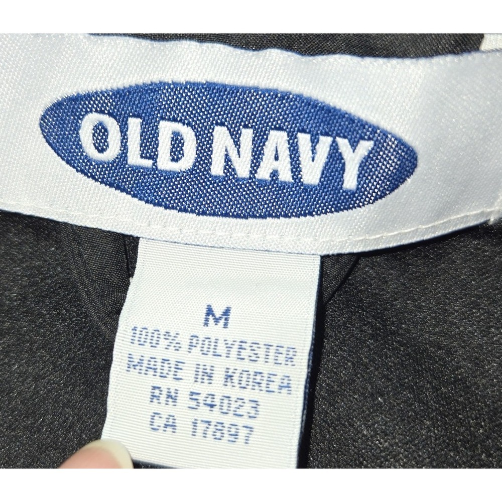 Y2K Old Navy Women's Rain Jacket Black Button Down‎ Mid Length Spring  02 Medium - Picture 6 of 10
